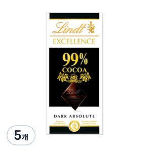 린트엑셀런스 다크 99% 초콜릿, 50g, 5개