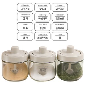 이우아여사 로망키친 스푼일체형 양념병 세트, 1개, 양념병3p + 스티커
