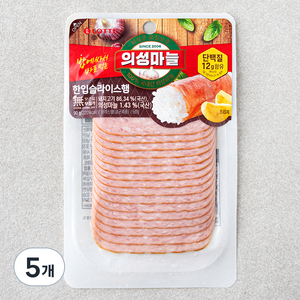 롯데햄 의성마늘 슬라이스햄, 90g, 5개