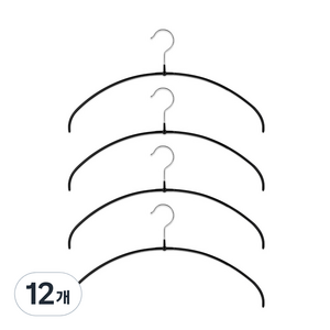 마와 논슬립 옷걸이 이코노믹라이트 40PT, 블랙, 12개