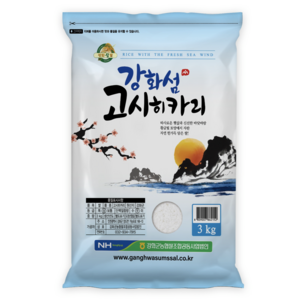 농협 강화섬쌀 2024년산 햅쌀 고시히카리 백미, 상등급, 3kg, 1개