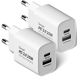 서가 25W PD3.0 PPS 2포트 멀티 C타입 초고속 충전기, 화이트, 2개