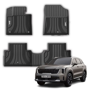 3W에코라이너 TPE 카매트 1+2열 3p, 기아 쏘렌토 MQ4 하이브리드 F/L 2023.08~, 블랙