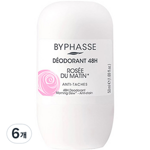 바이빠세 롤 온 데오드란트 로즈향 48H, 50ml, 6개