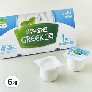 풀무원다논 그릭 플레인 요거트, 90g, 8개입, 6개