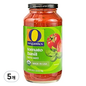 오오가닉 토마토 바질 파스타소스, 709g, 5개