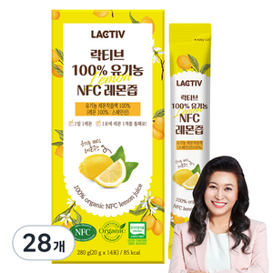 락티브 100% 유기농 NFC 레몬즙, 20g, 28개