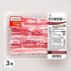 도드람 한돈 1등급 삼겹살 구이용 (냉장), 300g, 3개