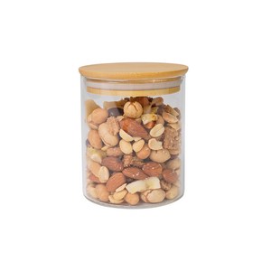 인블룸 원목뚜껑 원형 내열유리병, 500ml, 1개
