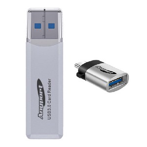 애니포트 USB 3.0 SD 카드리더기 + USB 3.0 C타입 OTG 젠더, AP-U30W(카드리더기), 화이트, 1개