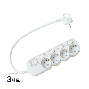 에코파워탭 LED 개별 과부하차단 멀티탭 전선형 4구 EPM-L304SS + 안전커버 랜덤발송, 40cm, 3세트