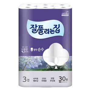 잘풀리는집 명작순수 3겹 화장지 30m, 30롤, 1팩