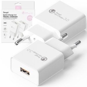 서가 퀵차지 QC3.0 18W USB 고속충전기 어댑터, 화이트, 2개