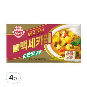 오뚜기 백세카레 고형 순한맛, 200g, 4개