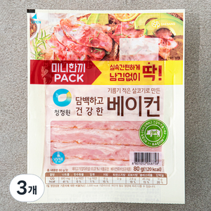 청정원 담백하고 건강한 베이컨, 80g, 3개