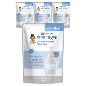 아이깨끗해 프리미엄 모이스처 폼 핸드솝 힐링코튼 리필, 400ml, 4개