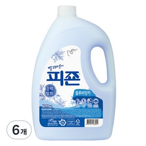 피죤 섬유유연제 블루 비앙카향 본품, 2.5L, 6개