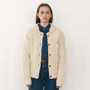 로라로라 여성용 COLLAR CABLE CARDIGAN