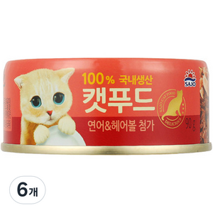 사조해표 캣푸드 간식캔, 연어, 90g, 6개