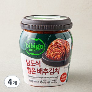 비비고 남도식 썰은 배추김치 용기, 500g, 4개