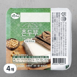 맑은물에 국산콩 100% 촌두부, 550g, 4개