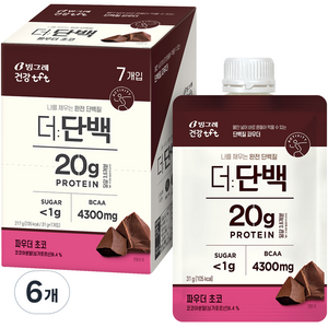 더단백 파우치 초코 단백질 파우더 7p, 217g, 6개