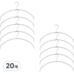 마와 논슬립 이코노믹라이트 상의 옷걸이, 실버, 20개