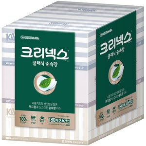 크리넥스 클래식 천연펄프 숲속향 미용티슈 2겹 180매, 6개입, 1팩
