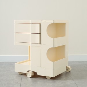 하비티 이동식 수납 회전서랍 트롤리 2단, 화이트