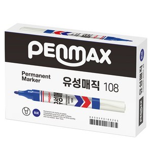 펜맥스 롱유성매직 108 12p, 청색, 12개