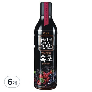 샘표 백년동안 산머루 복분자 현미발효 흑초, 900ml, 6개