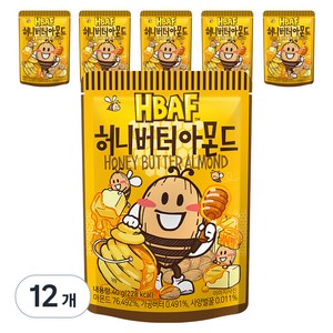 바프 허니버터 아몬드, 40g, 12개