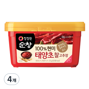 청정원순창 100% 현미 태양초 찰고추장, 2kg, 4개