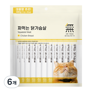 무마진 짜먹는 고양이 간식 40p, 닭가슴살, 480g, 6개