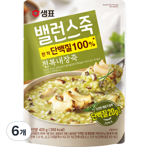 샘표 밸런스죽 전복내장죽, 420g, 6개