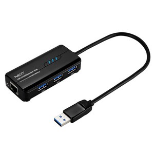 넥스트 외장형 기가랜카드 + USB3.0 3Port 허브 콤보 NEXT-UH303LAN, 혼합색상, 1