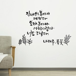 디자인엠 풀꽃 캘리그라피 포인트스티커, 블랙