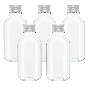 병도매닷컴 ARB200 투명 음료용기 알루미늄 실버캡, 200ml, 5개입