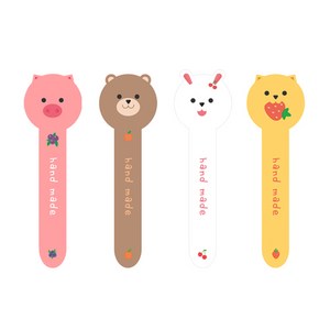 도나앤데코 롤리팝 handmade 4종스티커 꿀꿀이 20p + 곰 20p + 토끼 20p + 야옹이 20p, 1세트