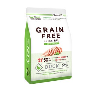 네츄럴오 전연령 오리 그레인프리 반려견 사료, 5.2kg, 1개