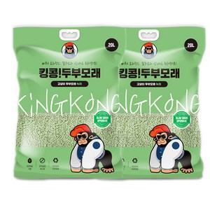 킹콩팩 응고형 고양이 두부모래 슬림입자 녹차향, 2개, 20L