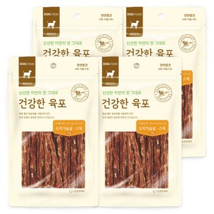 굿데이 건강한육포 반려견 간식, 오리가슴살 스틱 맛, 100g, 4개