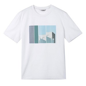 마인드브릿지 남성용 CN 스판 원포인트 세미오버 티셔츠, WHITE