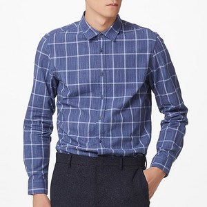 마인드브릿지 남성용 순면 빅체크 가먼트 워싱셔츠 MQWS6102, NAVY