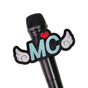 음악중심 MC 마이크 네임택 방송소품, 블루, 1개