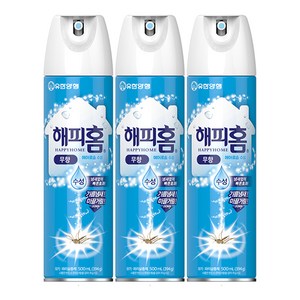 해피홈 유한양행 에어로솔 수성 살충제 무향, 3개, 500ml