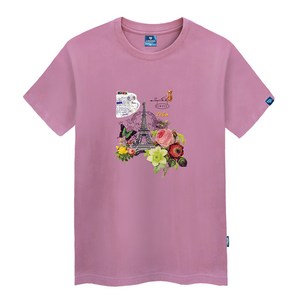 진마니아 나비와 에펠탑 라운드 남녀공용 빅사이즈 반팔티 TS-419