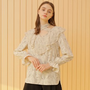 와드로브 FLORAL CHIFFON SCARF BLOUSE