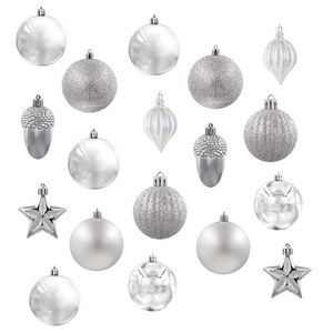 마쉬메리골드 크리스마스 믹스 디자인볼 18p, 실버, 1세트