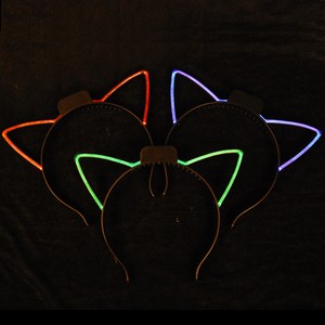LED 와이어점등 고양이 머리띠, 혼합색상, 3개